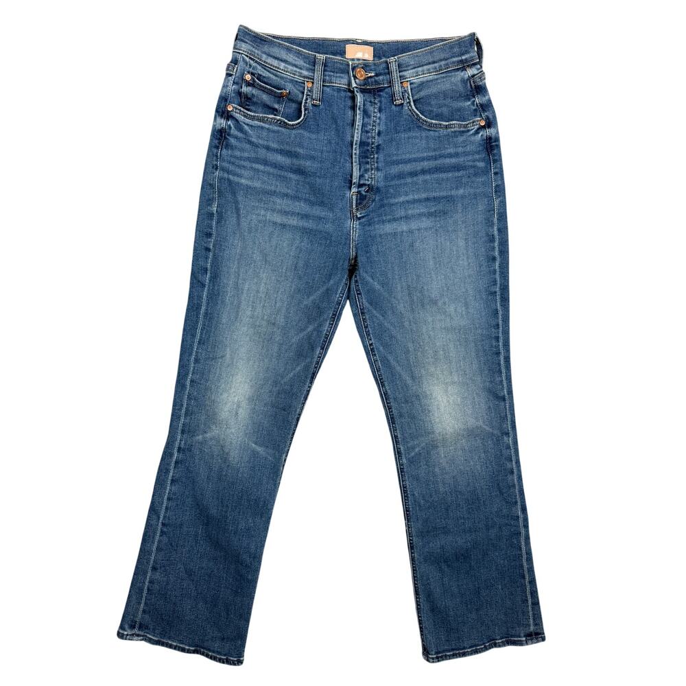 MOTHER Jeans The Tripper Ankle High Rise Flare Blue Denim 28